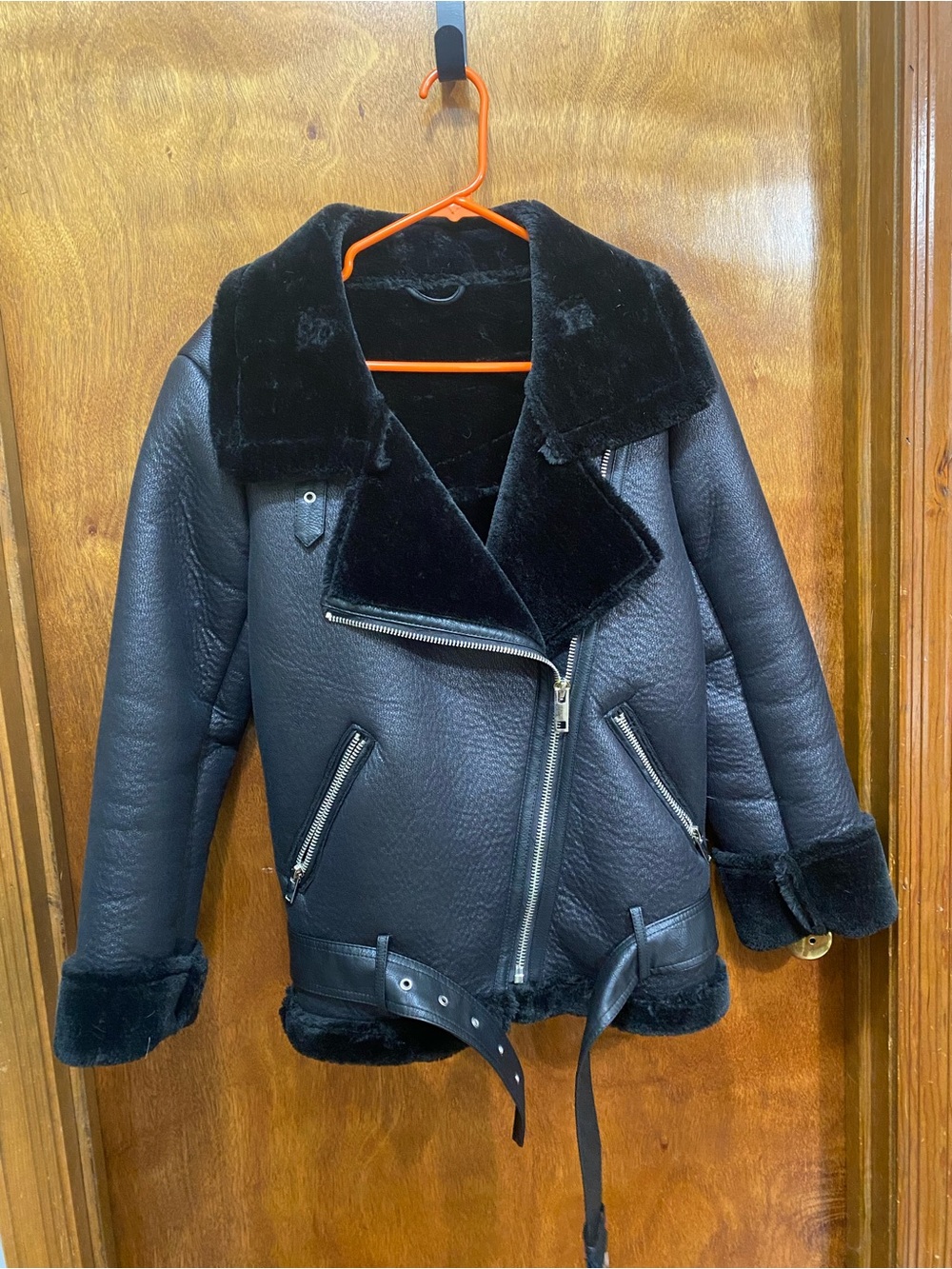 Kids Black Faux Shearling Aviator Jacket